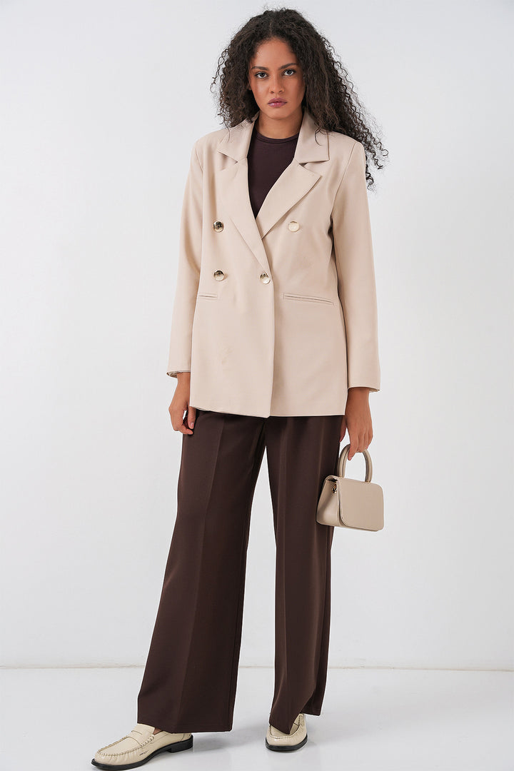 Bigdart Veste blazer à col croisé pour femme 0722 - Crème