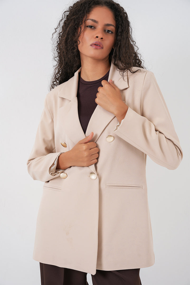 Bigdart Veste blazer à col croisé pour femme 0722 - Crème