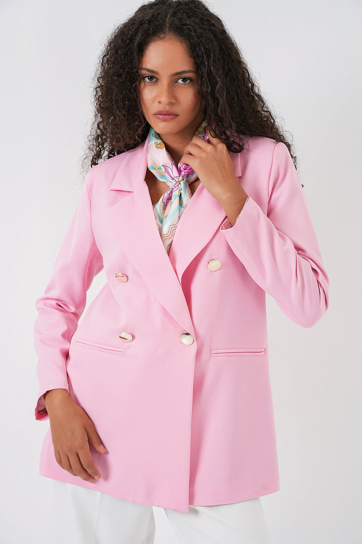 Bigdart Veste blazer à col croisé pour femme 0722 - Poudré