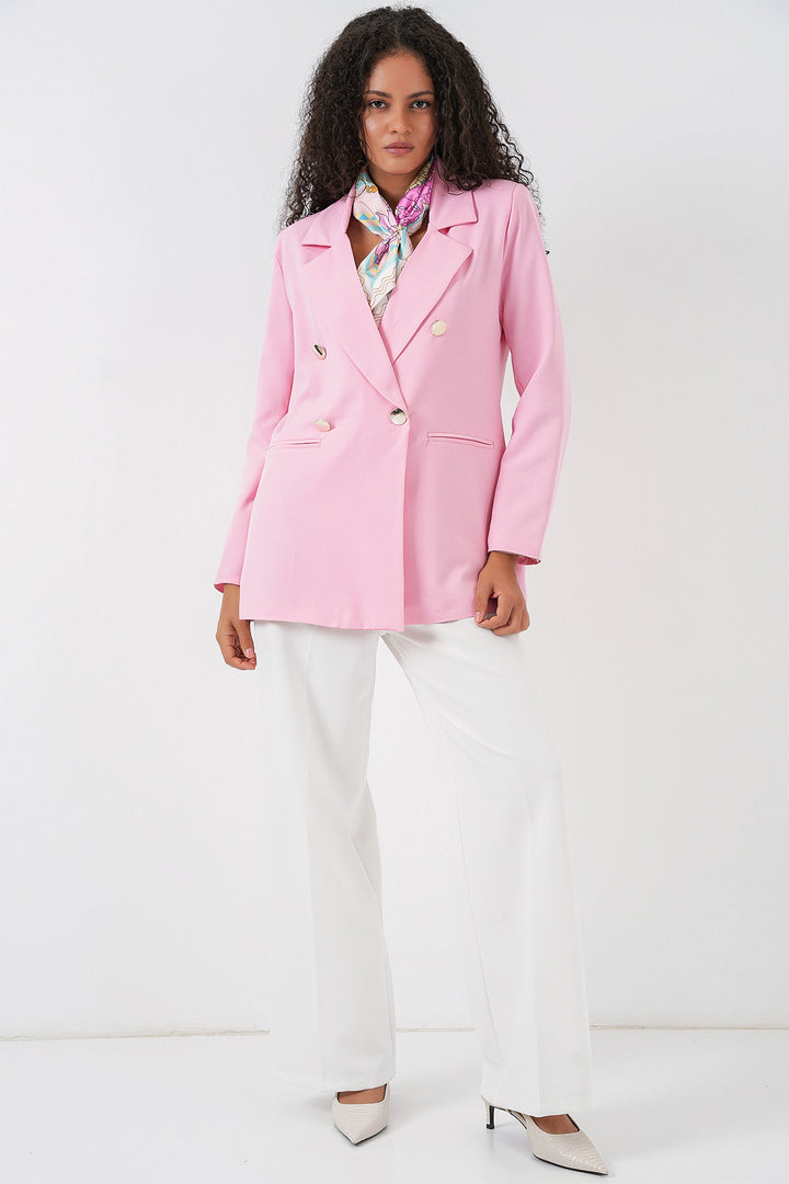 Bigdart Veste blazer à col croisé pour femme 0722 - Poudré