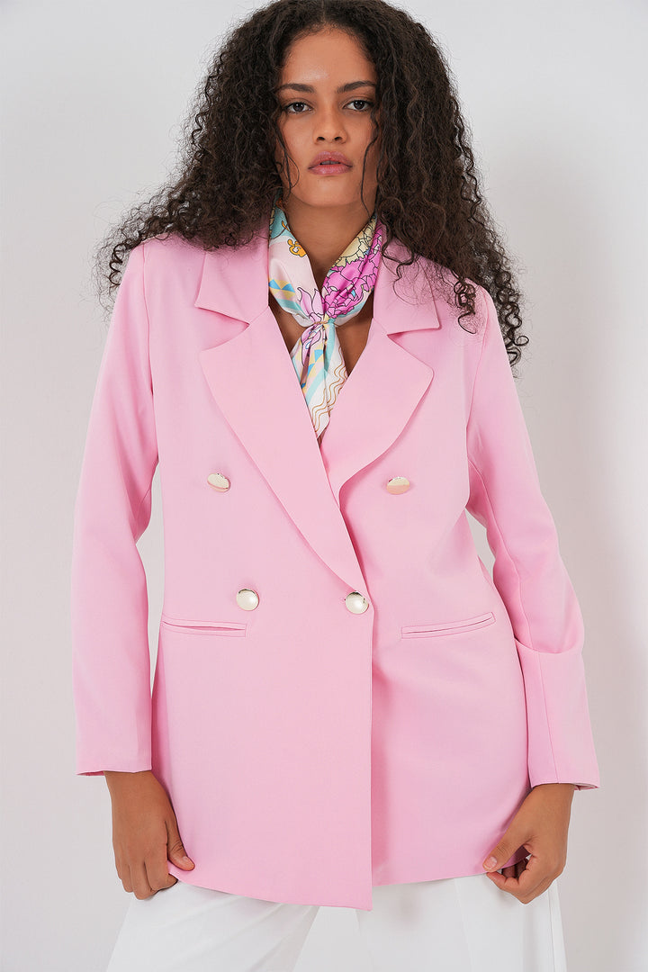 Bigdart Veste blazer à col croisé pour femme 0722 - Poudré