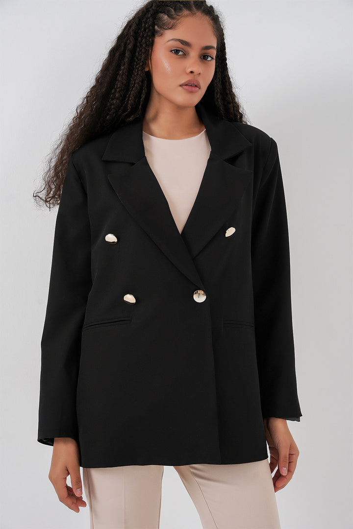 Bigdart Veste blazer à col croisé pour femme 0722 - Noir