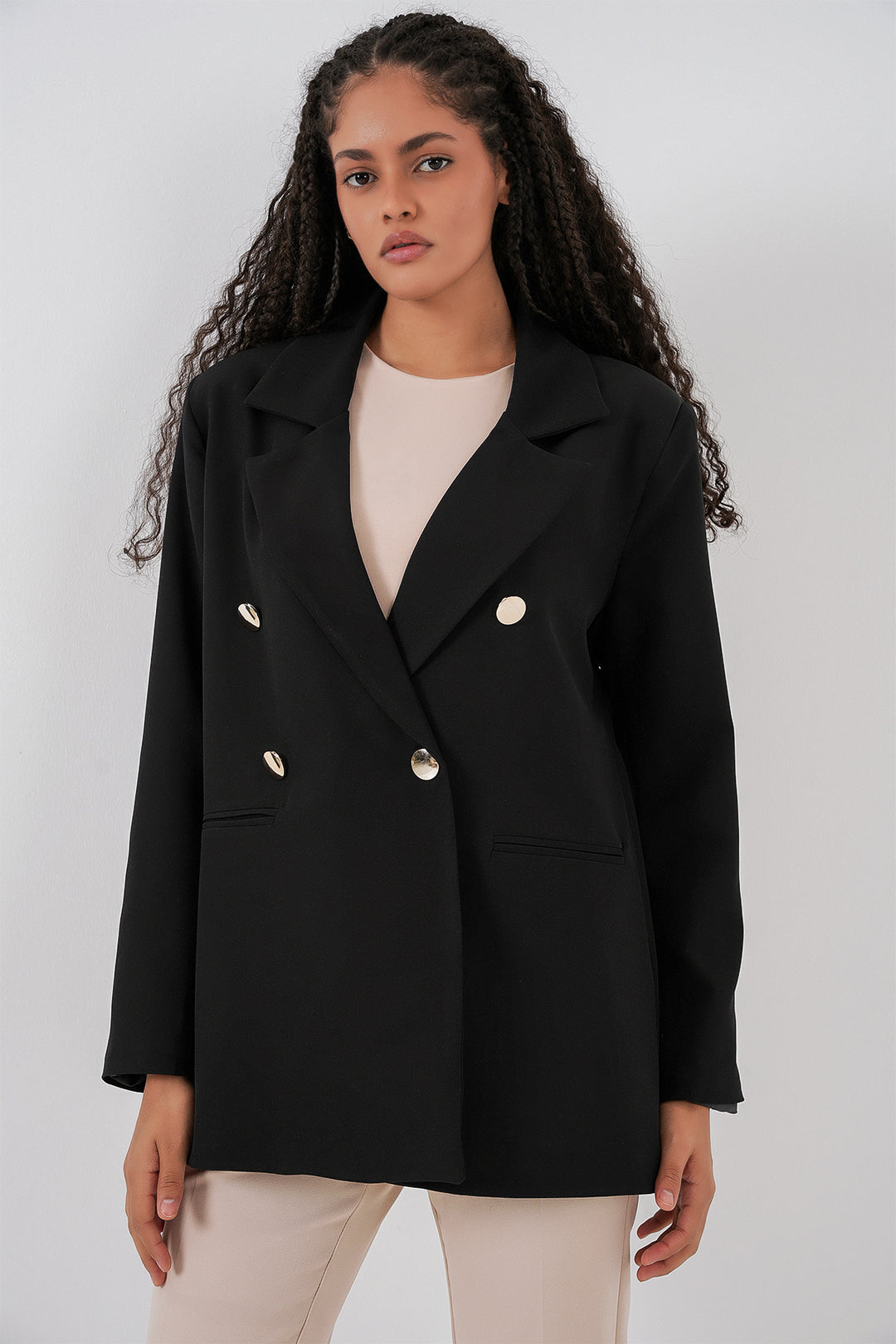 Bigdart Veste blazer à col croisé pour femme 0722 - Noir