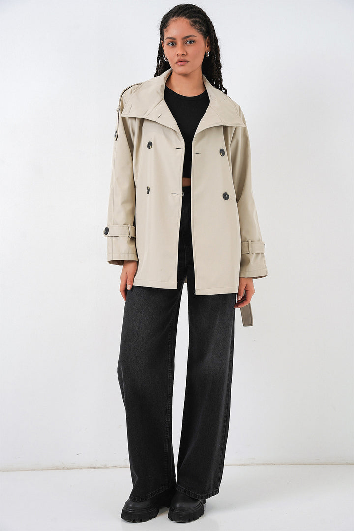 Bigdart Manteau court croisé pour femme 5980 - Beige