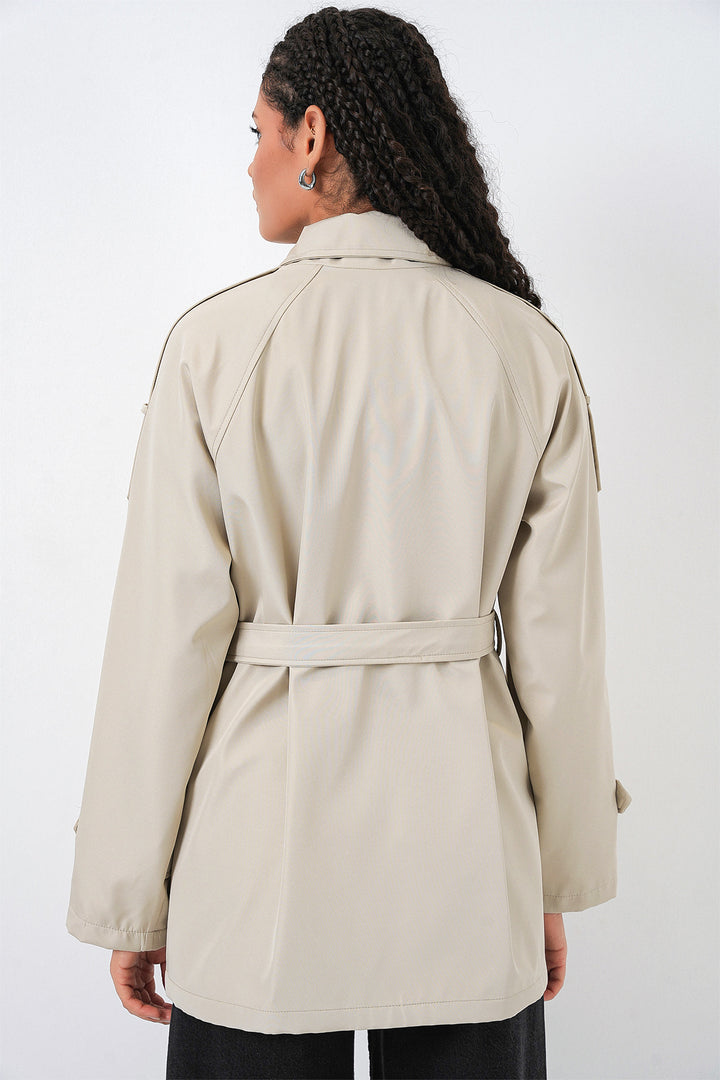 Bigdart Manteau court croisé pour femme 5980 - Beige