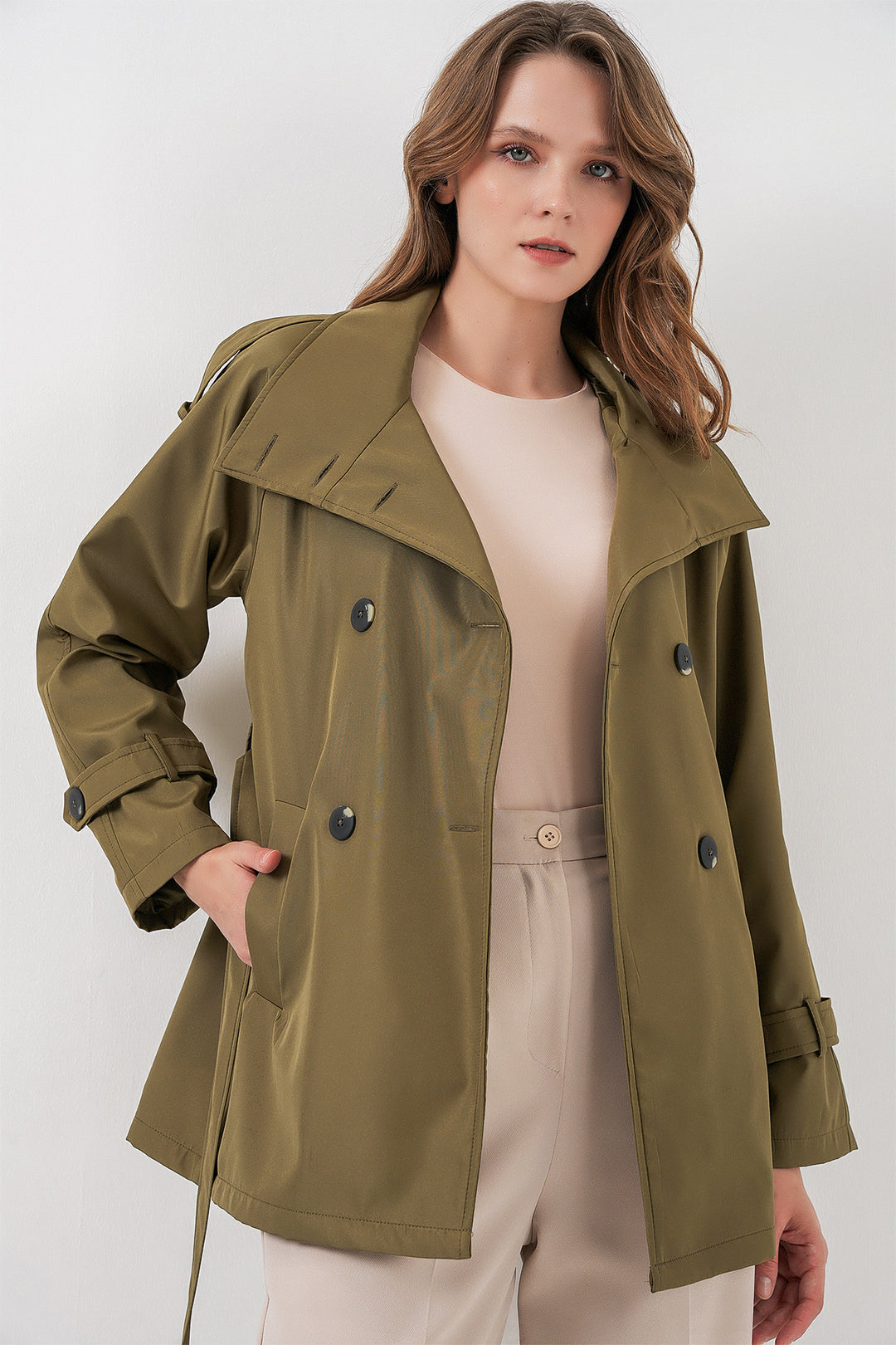 Bigdart Trench Court Femme Croisé 5980 - Kaki