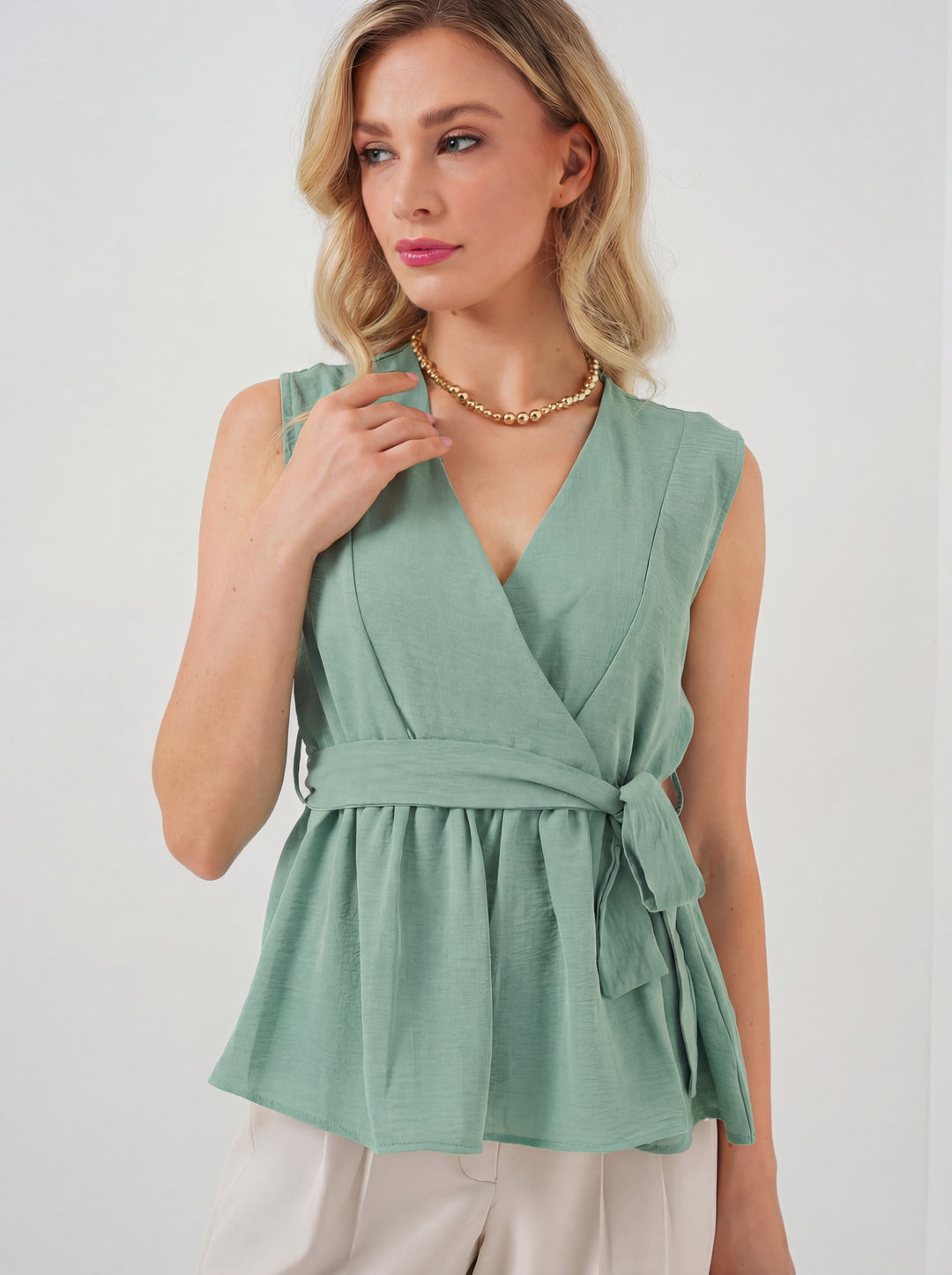 Bigdart Top sans manches croisé femme 966 - çağla
