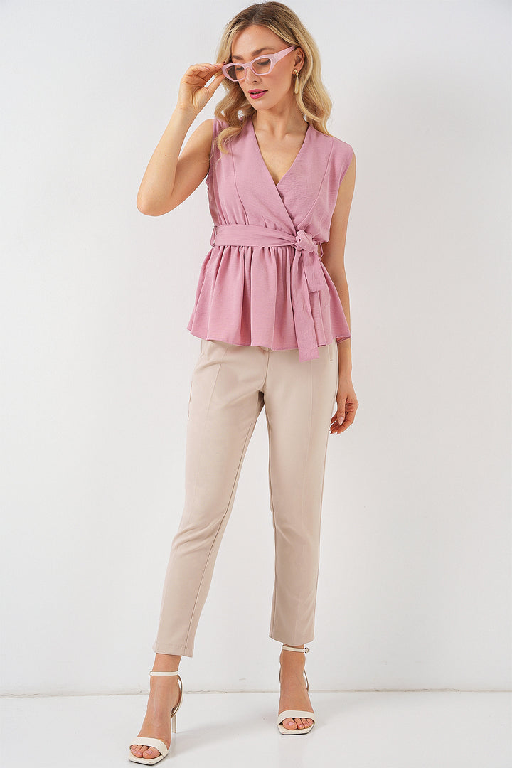 Bigdart Femme Blouse Sans Manches Col Croisé 966 - Poudre