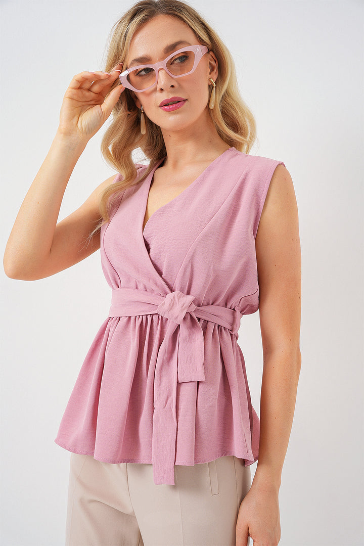 Bigdart Femme Blouse Sans Manches Col Croisé 966 - Poudre