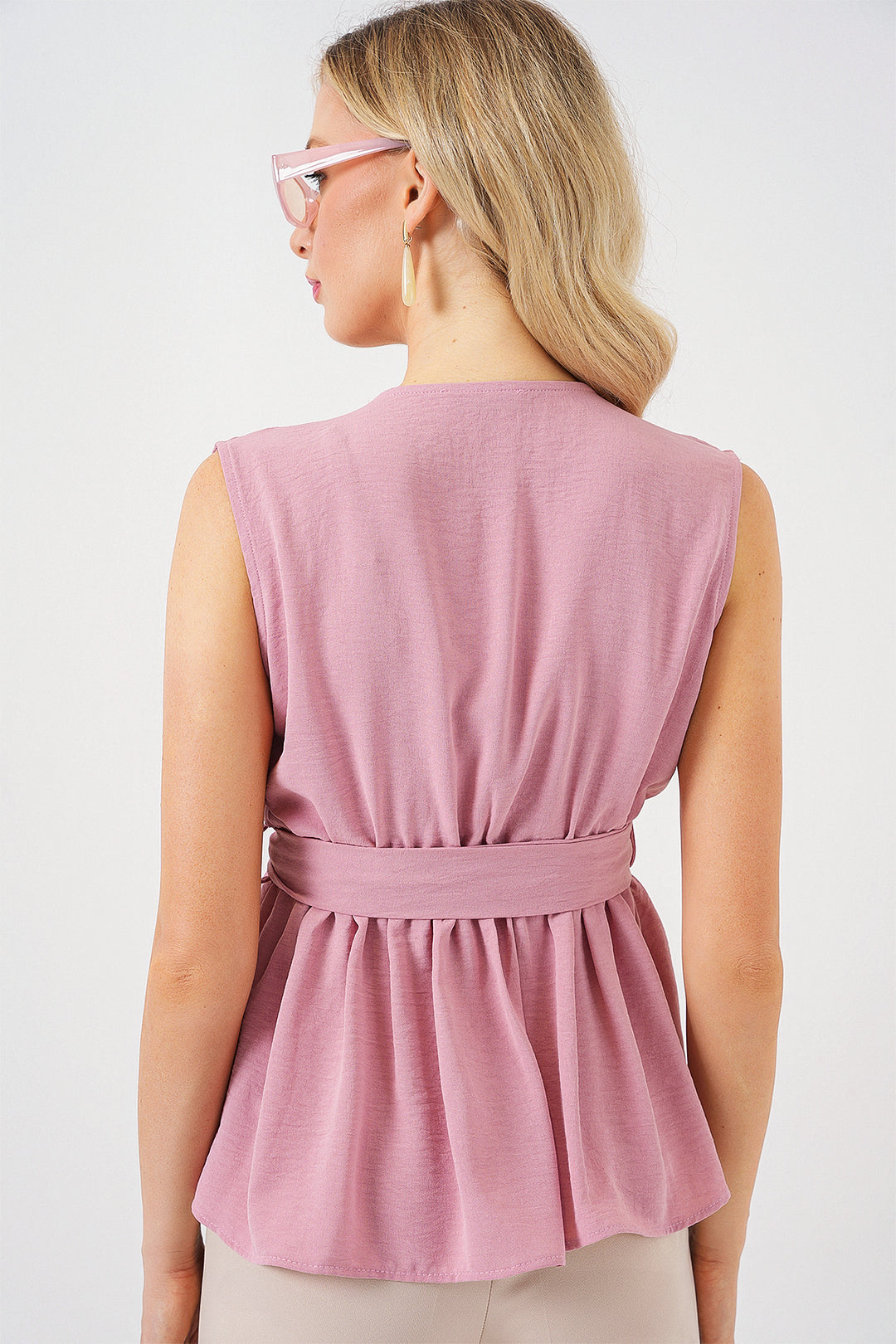 Bigdart Femme Blouse Sans Manches Col Croisé 966 - Poudre