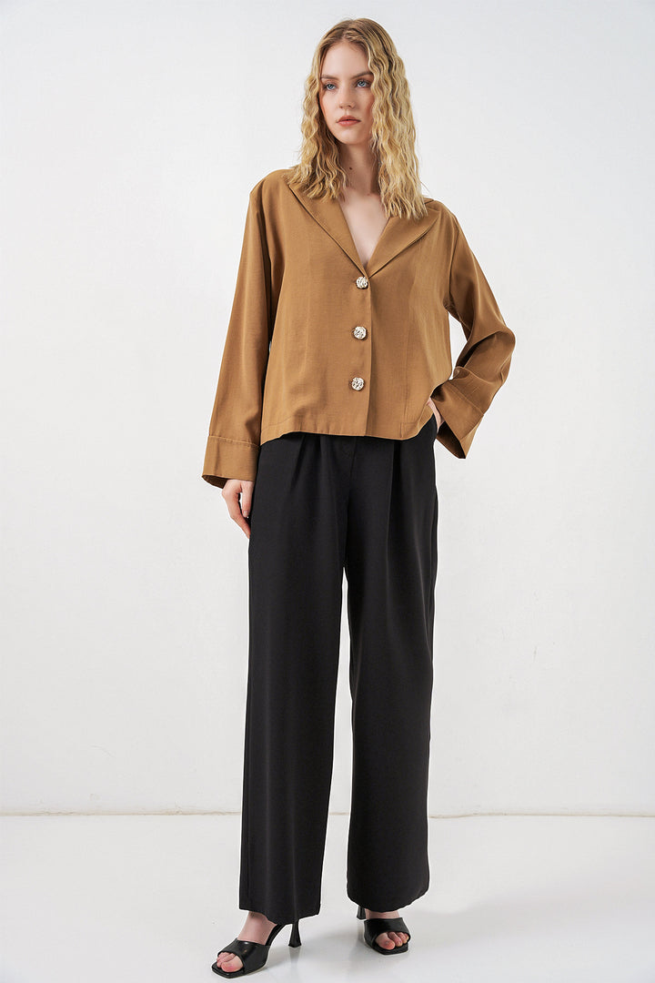 Bigdart Veste oversize à col croisé femme 0747 - Camel