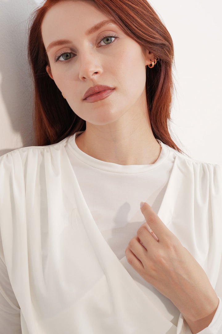 Bigdart Blouse Sandy à col croisé pour femme 40051 - Blanc