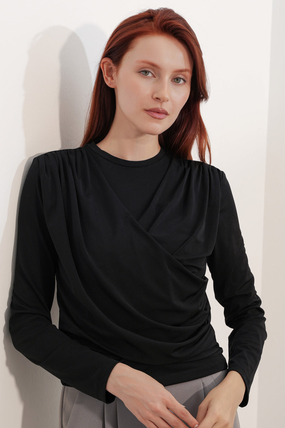 Bigdart Blouse Sandy à col croisé pour femme 40051 - Noir