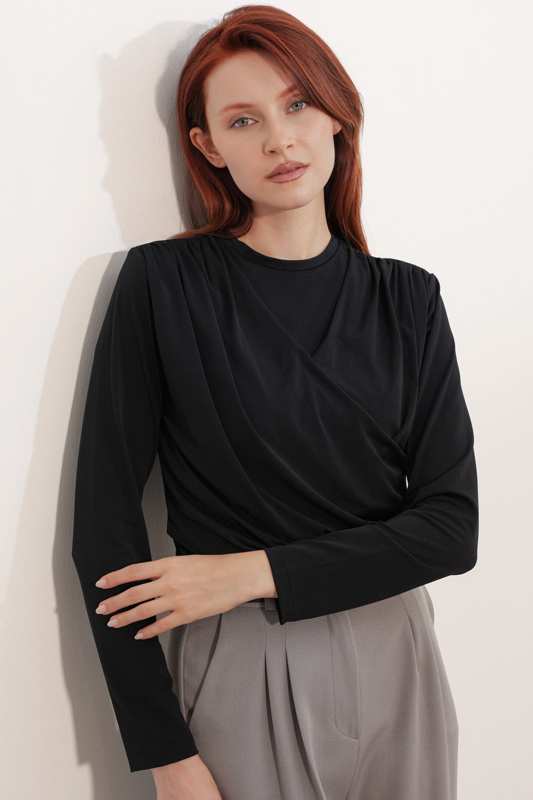 Bigdart Blouse Sandy à col croisé pour femme 40051 - Noir
