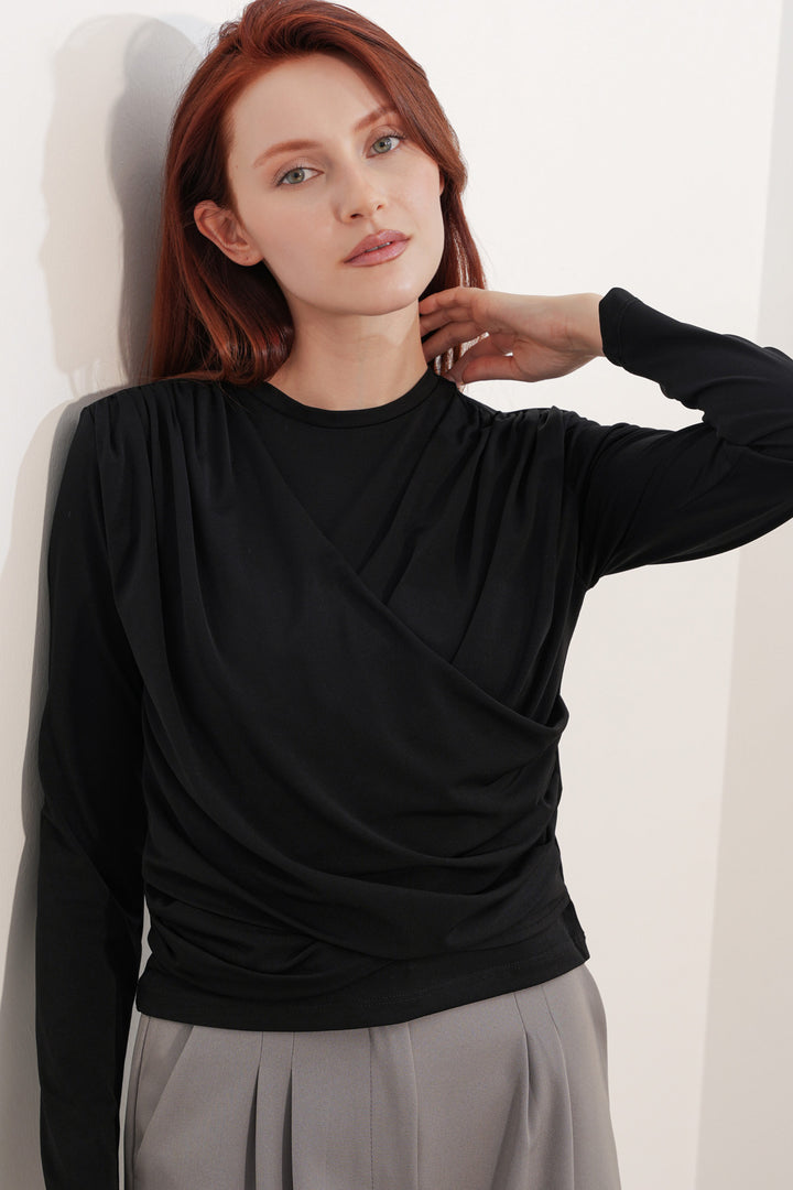 Bigdart Blouse Sandy à col croisé pour femme 40051 - Noir