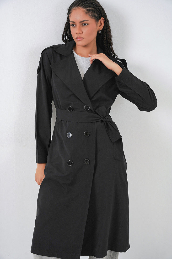 Bigdart Trench-coat à col croisé pour femme 5978 - Noir