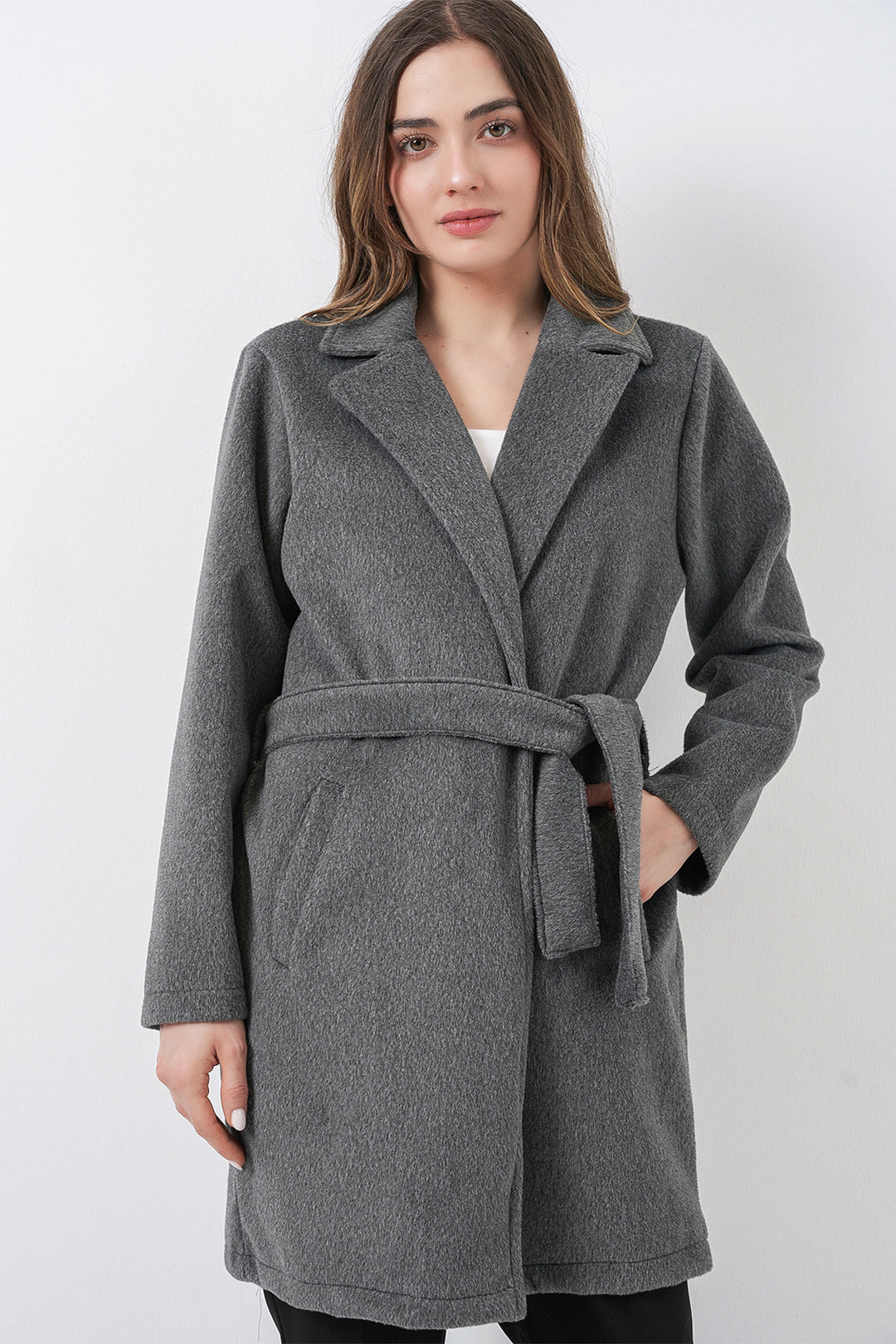 Bigdart Manteau ceinturé pour femme 9171 - Anthracite