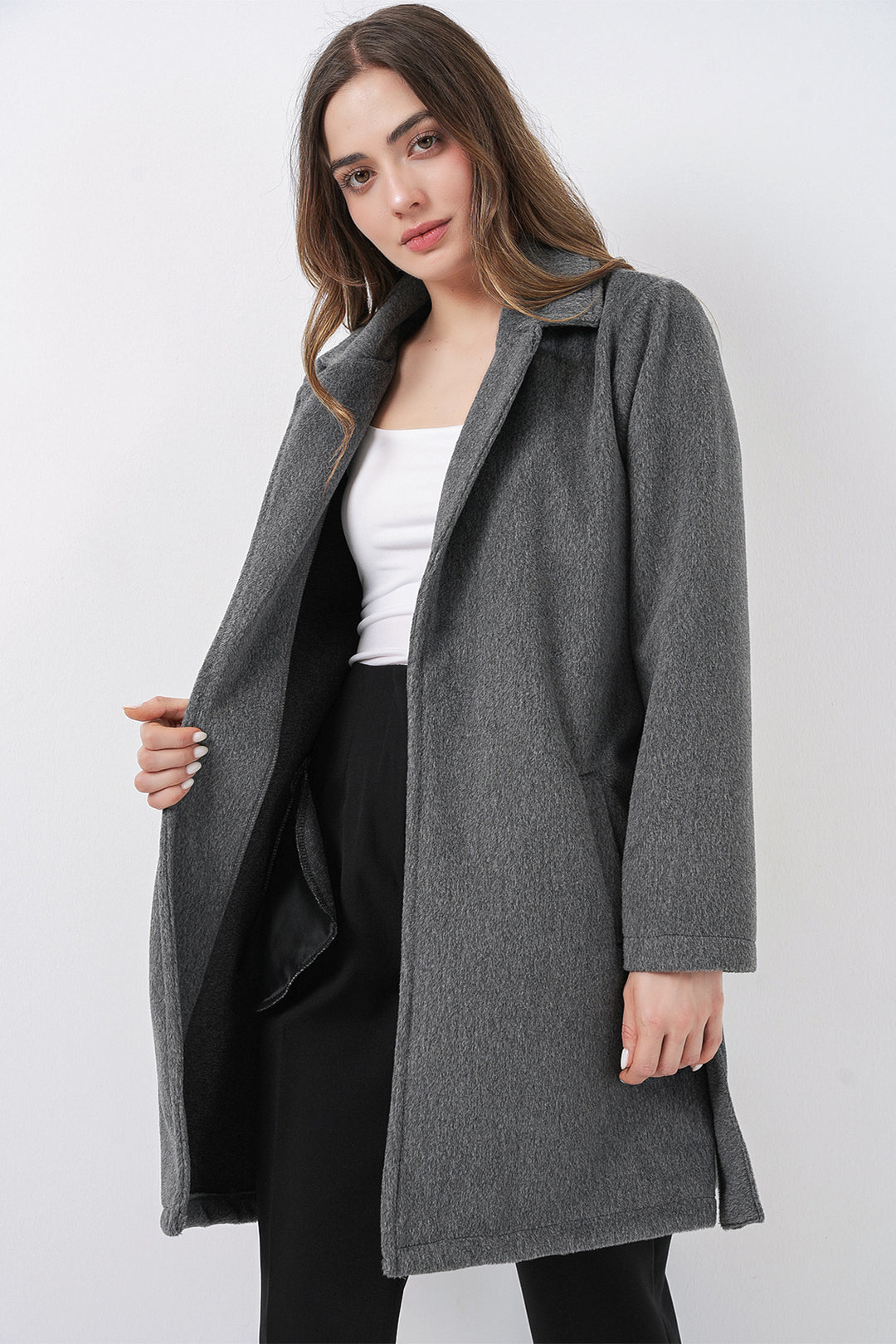 Bigdart Manteau ceinturé pour femme 9171 - Anthracite
