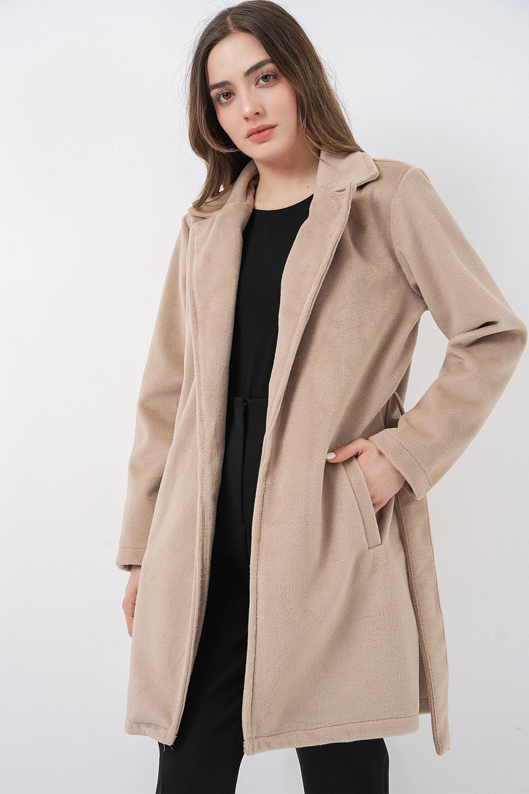 Bigdart Manteau ceinturé pour femme 9171 - Beige