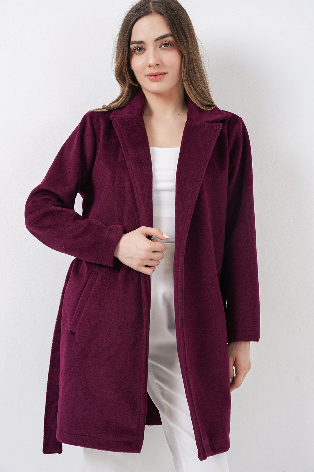 Bigdart Manteau ceinturé pour femme 9171 - Bordeaux