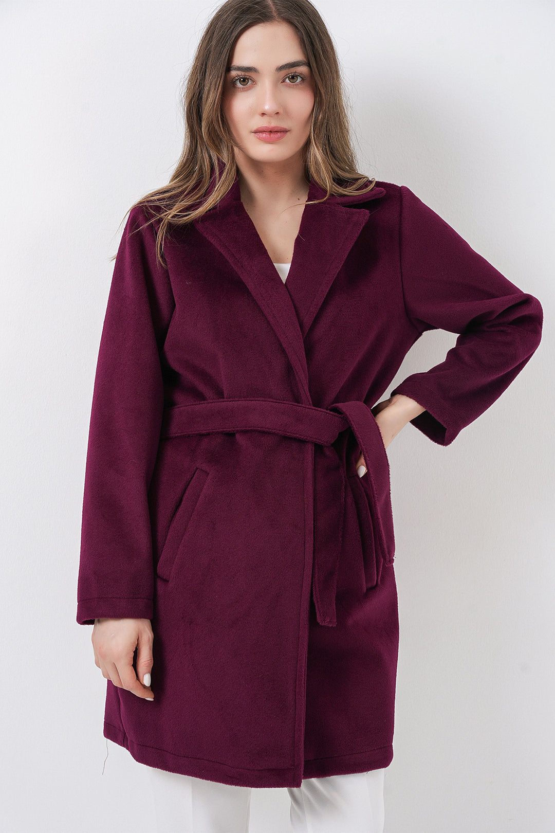 Bigdart Manteau ceinturé pour femme 9171 - Bordeaux