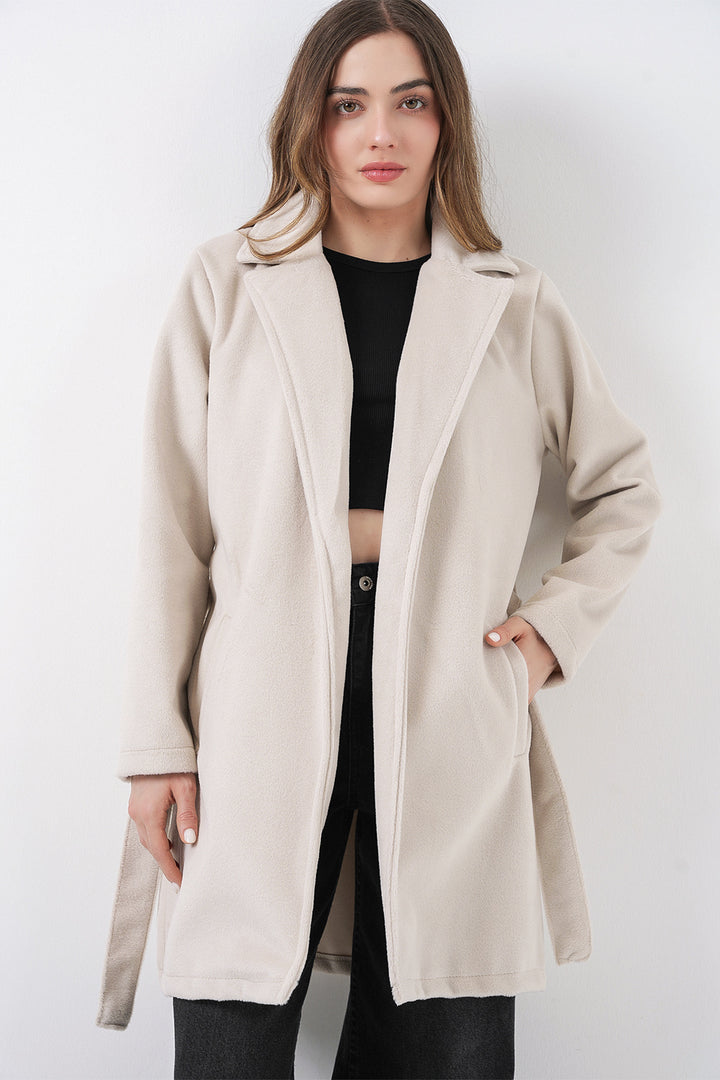Bigdart Manteau Femme Ceinturé 9171 - Écru