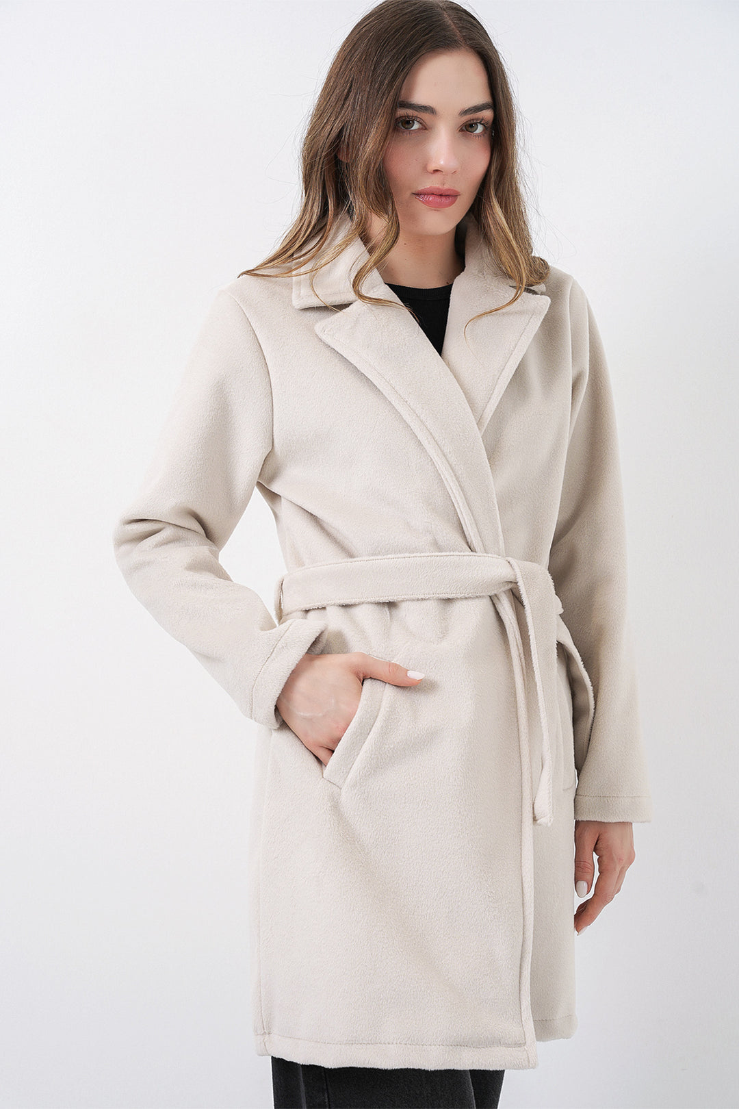 Bigdart Manteau ceinturé pour femme 9171 - Écru