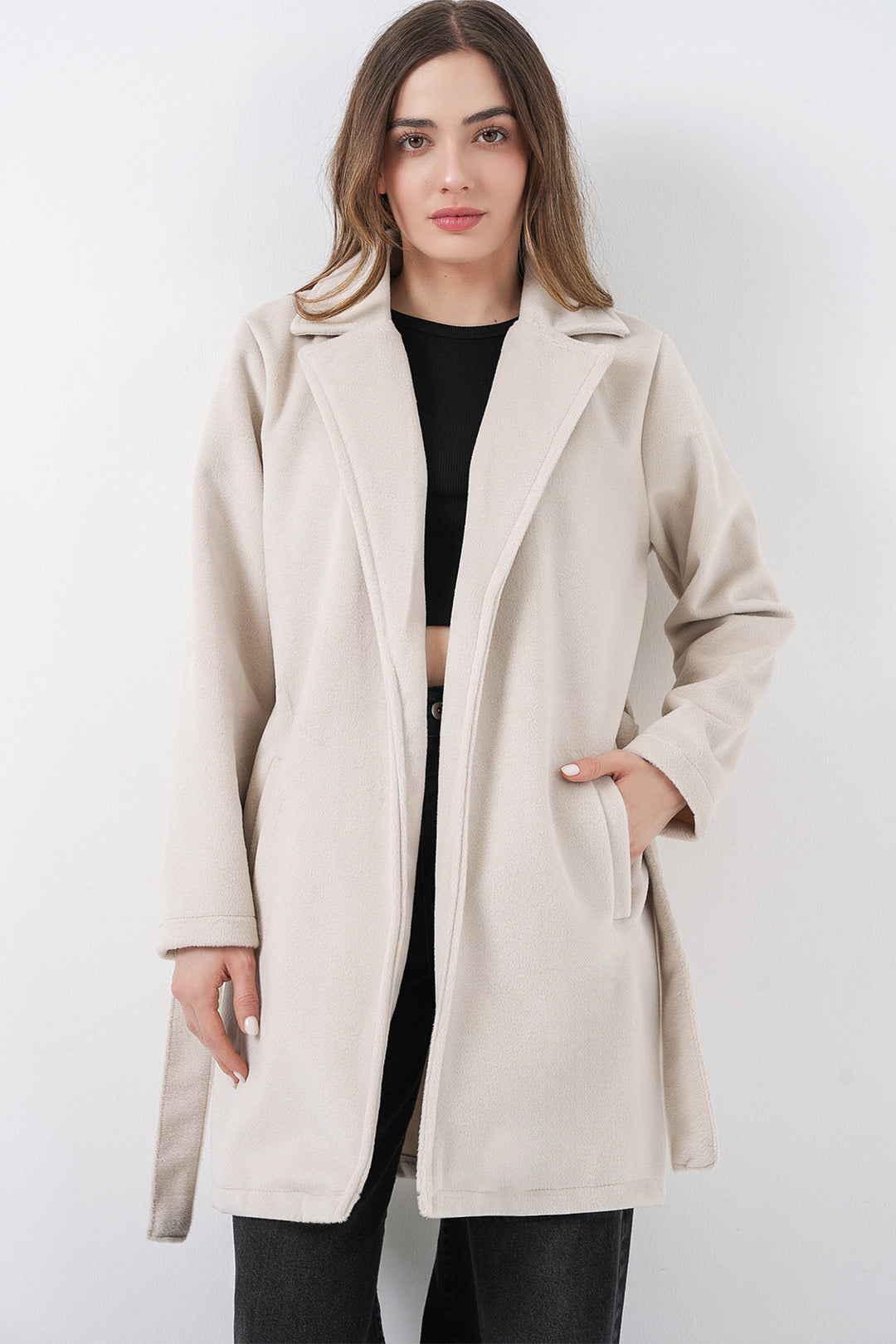 Bigdart Manteau ceinturé pour femme 9171 - Écru