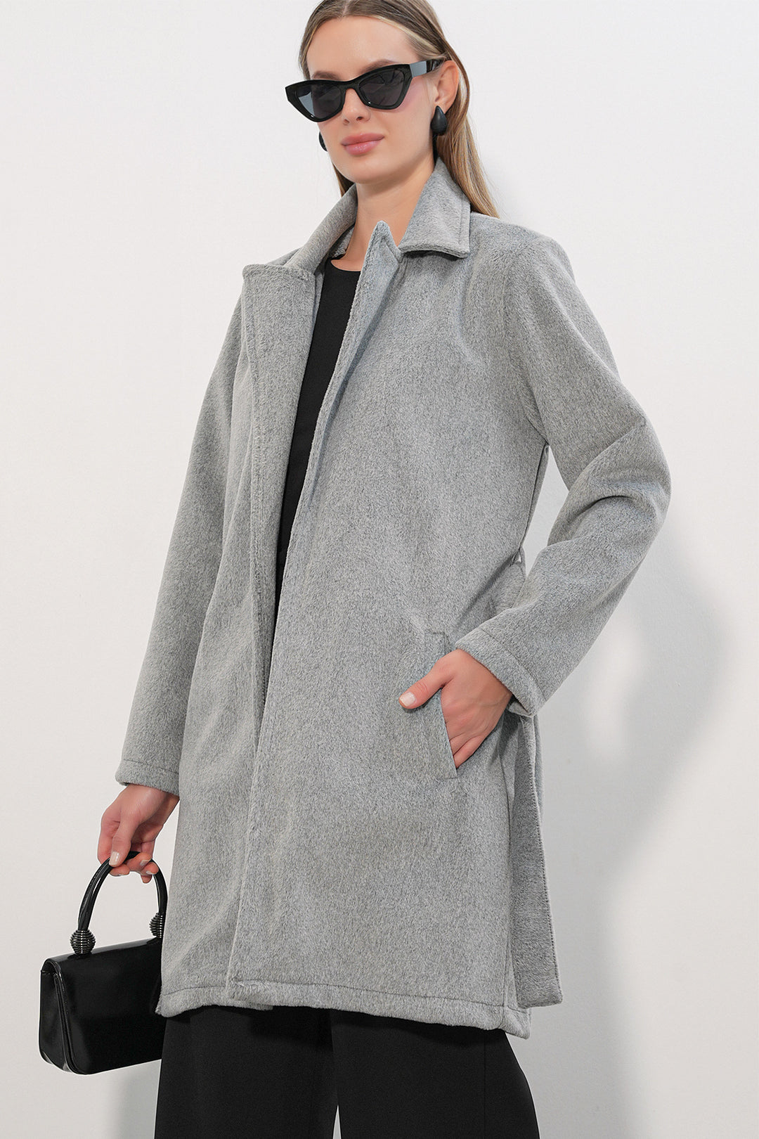 Bigdart Manteau ceinturé pour femme 9171 - Gris
