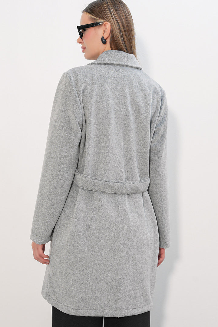 Bigdart Manteau ceinturé pour femme 9171 - Gris