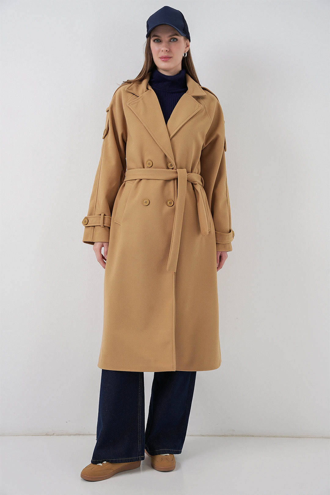 Bigdart Manteau en laine ceinturé pour femme 9161 - Moutarde