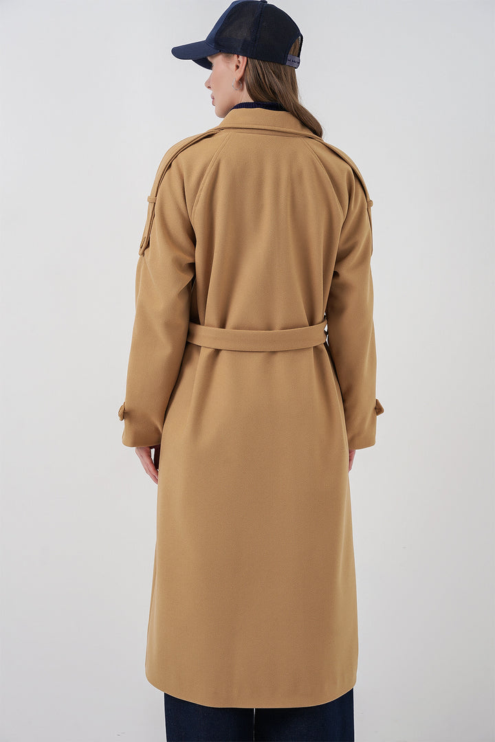 Bigdart Manteau en laine ceinturé pour femme 9161 - Moutarde