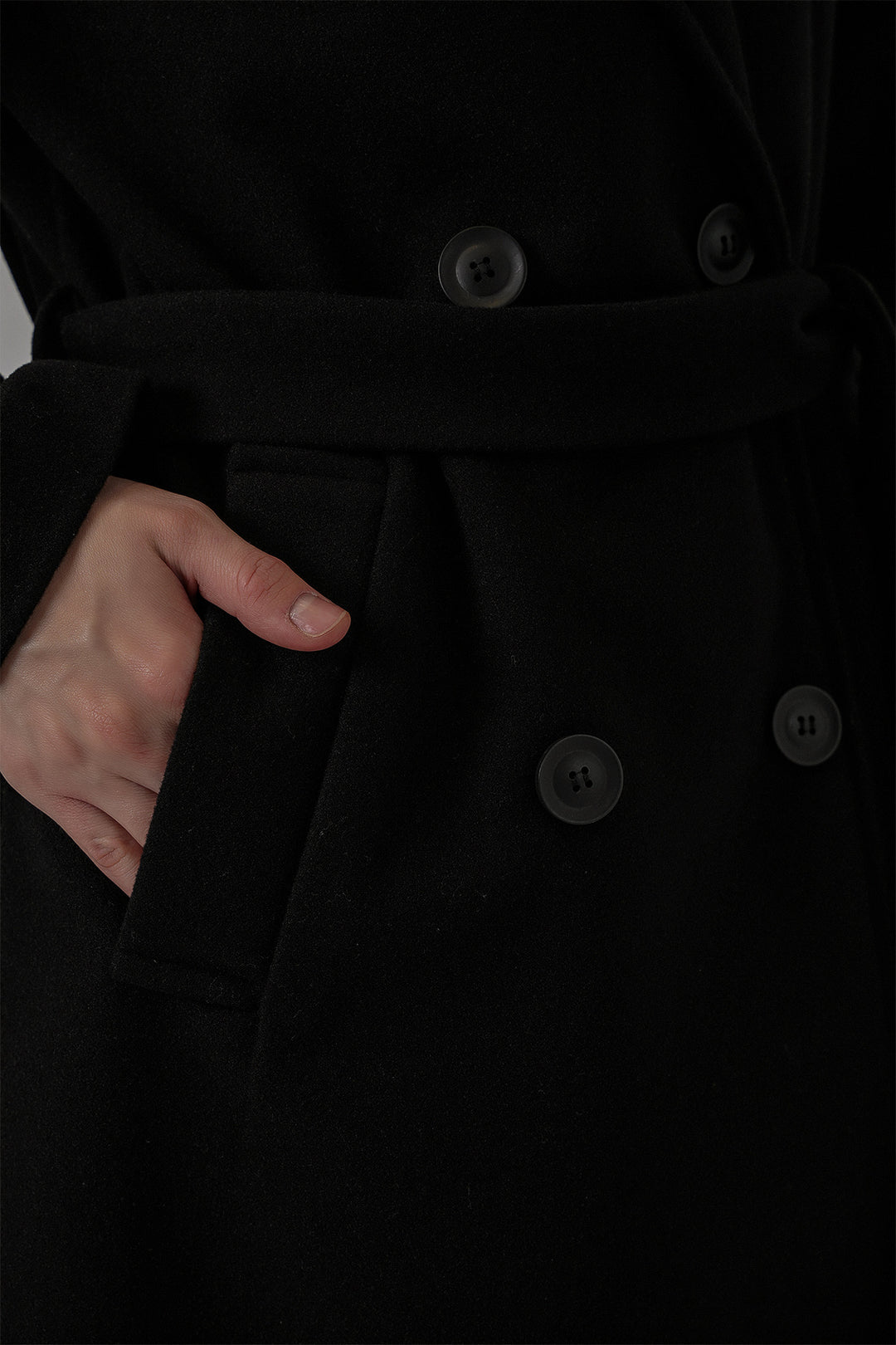 Bigdart Manteau en laine à ceinture pour femme 9161 - Noir