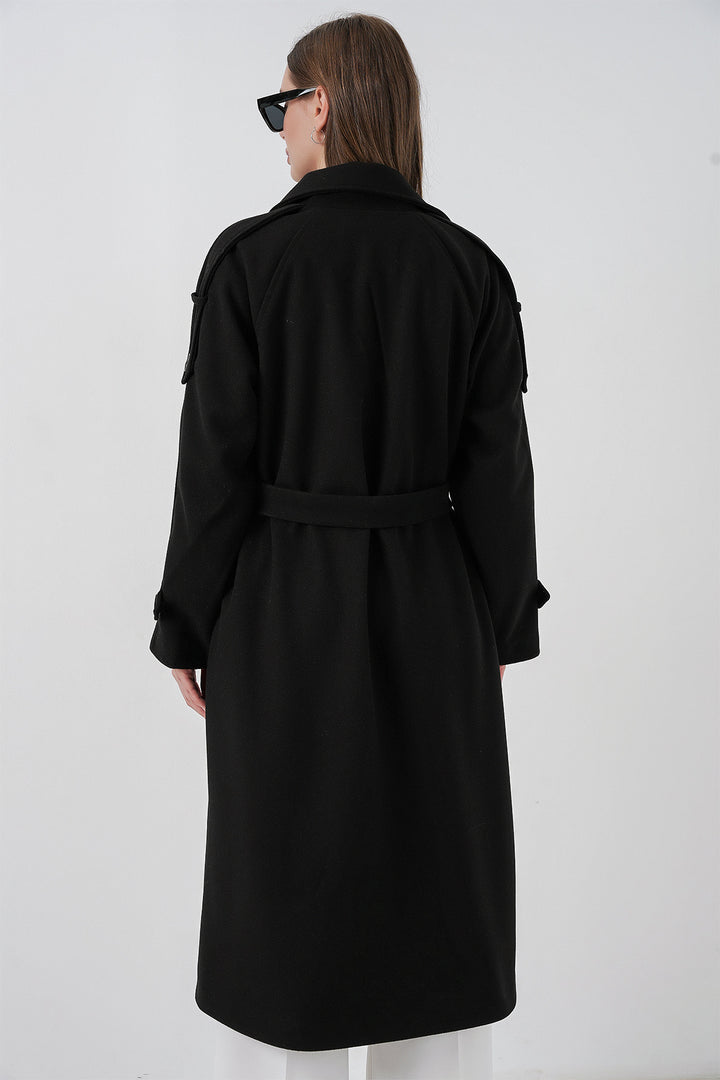 Bigdart Manteau en laine à ceinture pour femme 9161 - Noir