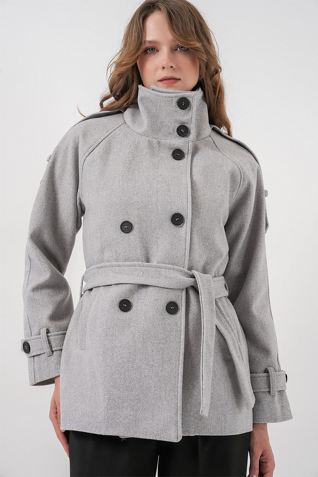 Bigdart Manteau en laine pour femme avec ceinture 9162 - Gris