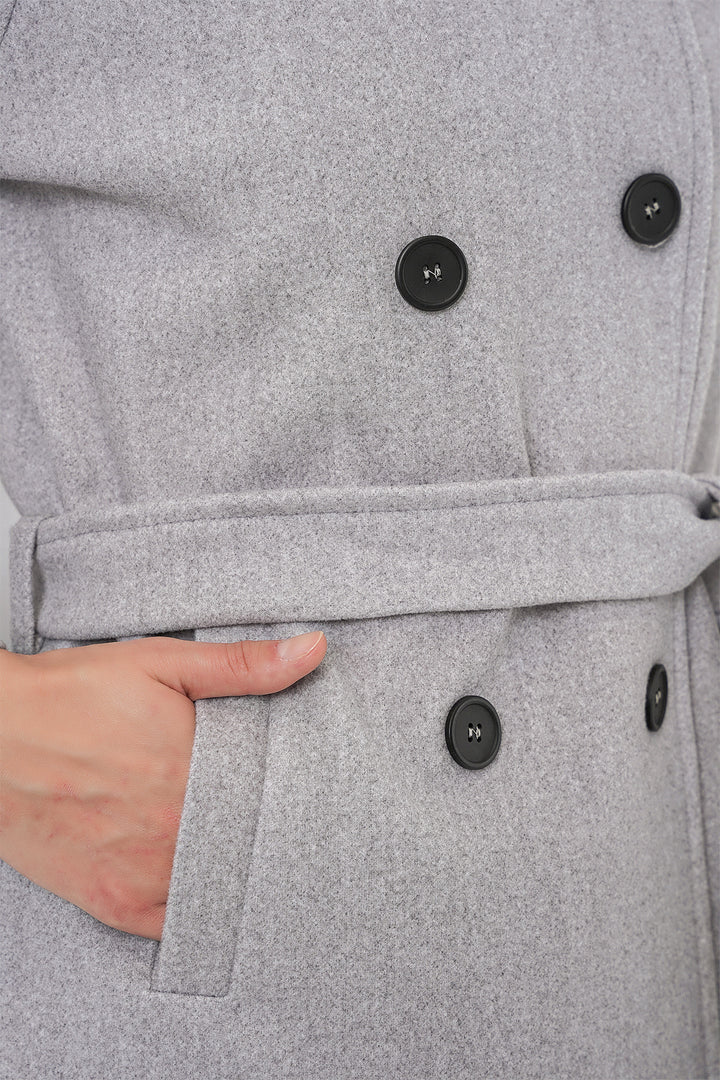Bigdart Manteau en laine pour femme avec ceinture 9162 - Gris
