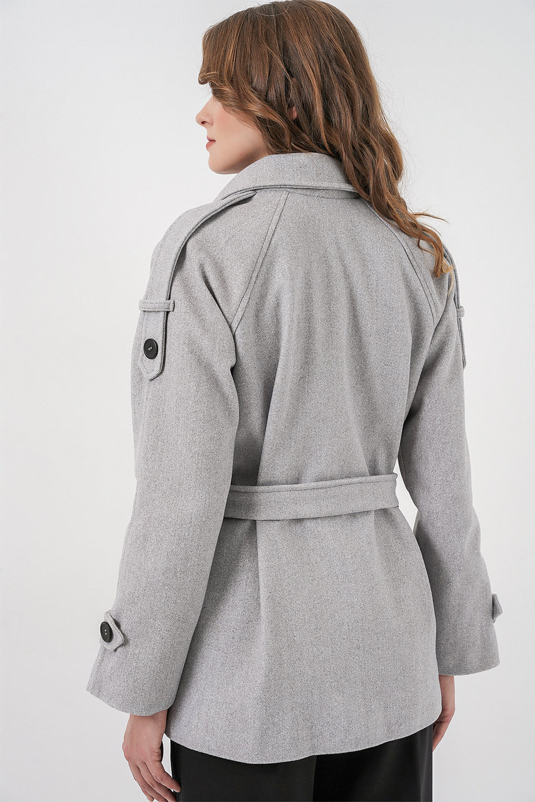 Bigdart Manteau en laine pour femme avec ceinture 9162 - Gris