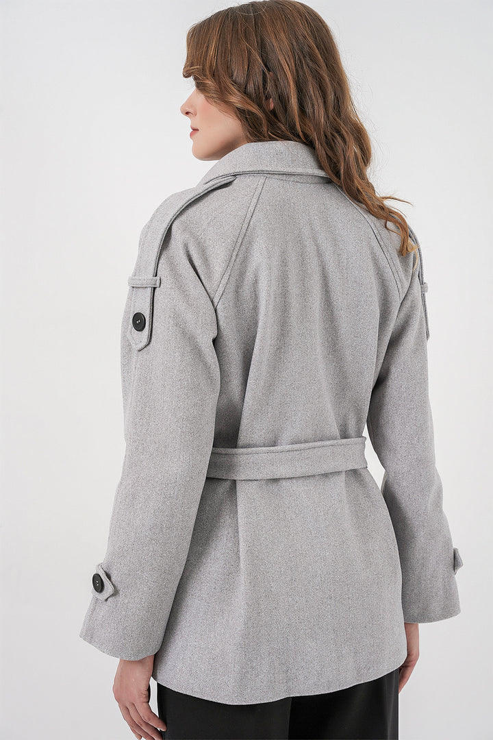 Bigdart Manteau en laine pour femme avec ceinture 9162 - Gris