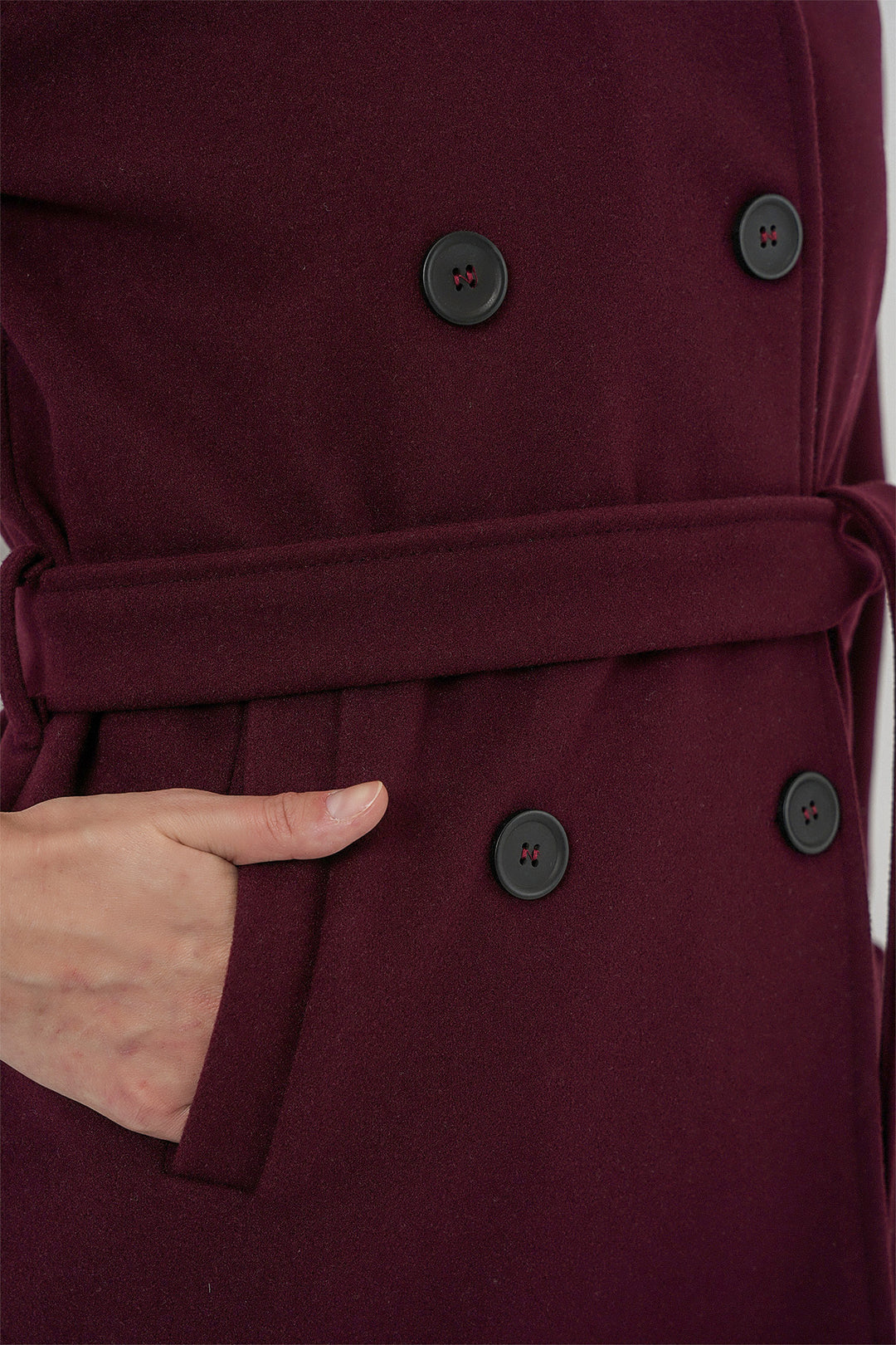 Bigdart Manteau en laine avec ceinture pour femme 9162 - Bordeaux