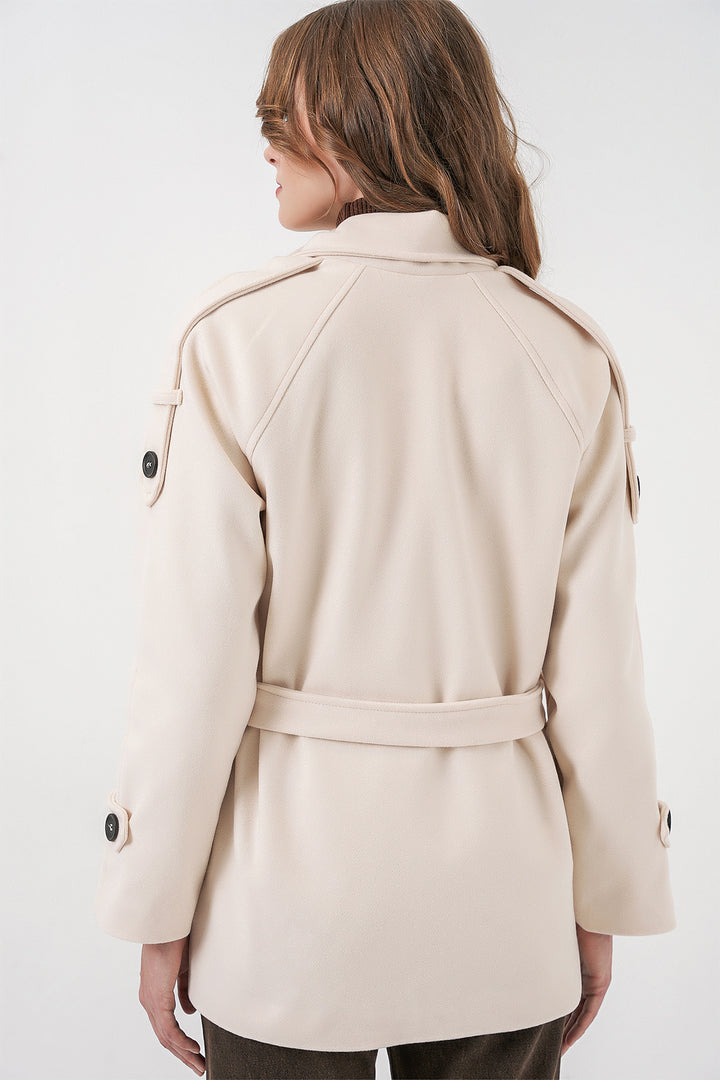 Bigdart Women's belted wool coat 9162 - Ecru