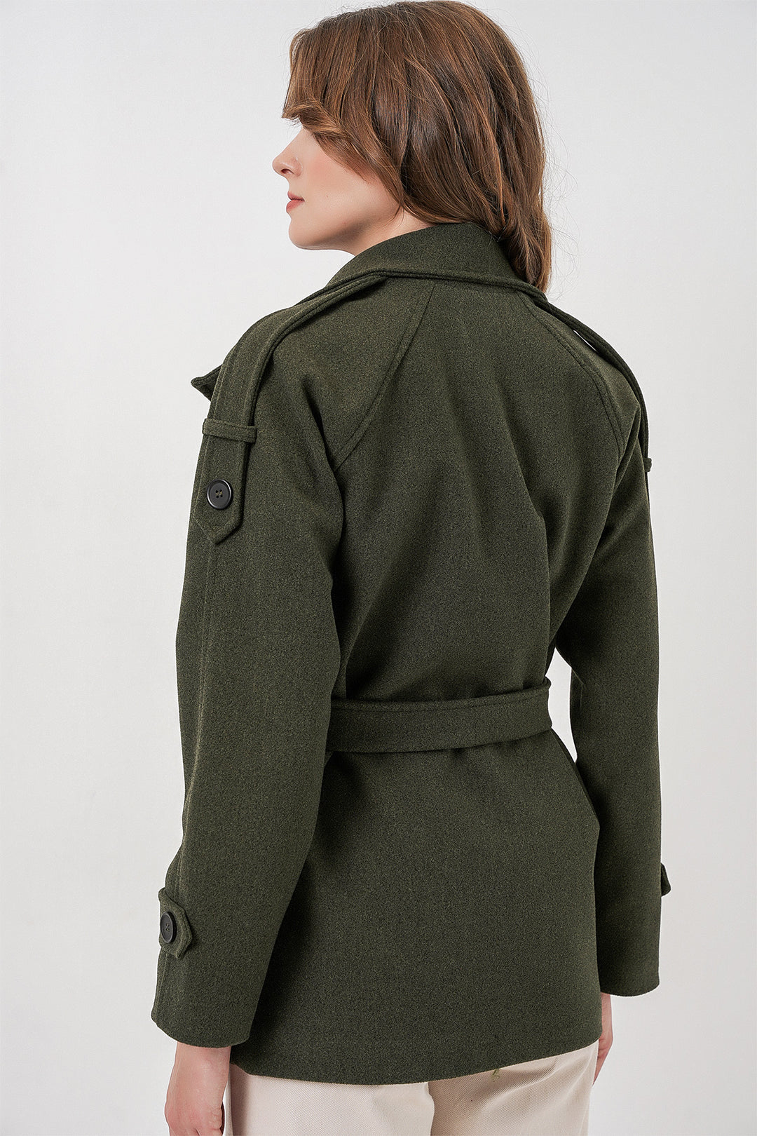 Bigdart Femme Manteau en Laine à Ceinture 9162 - Kaki