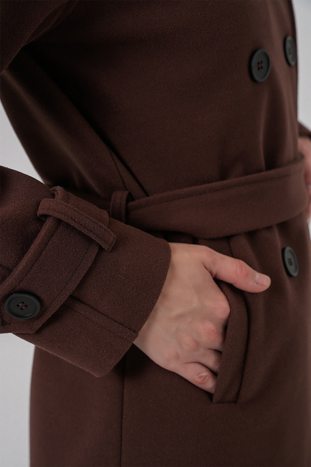 Bigdart Manteau en laine à ceinture pour femme 9162 - Marron
