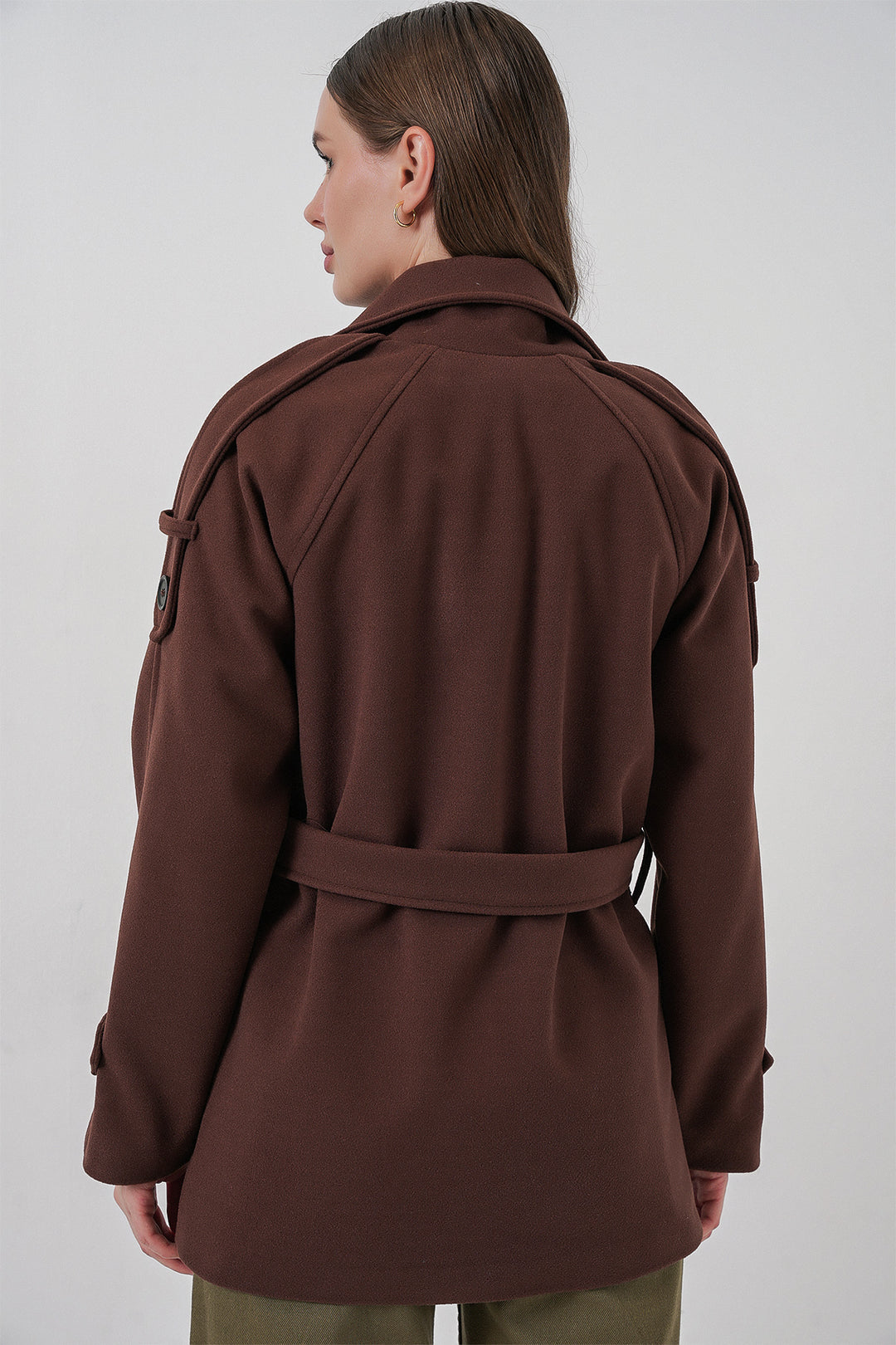 Bigdart Manteau en laine à ceinture pour femme 9162 - Marron