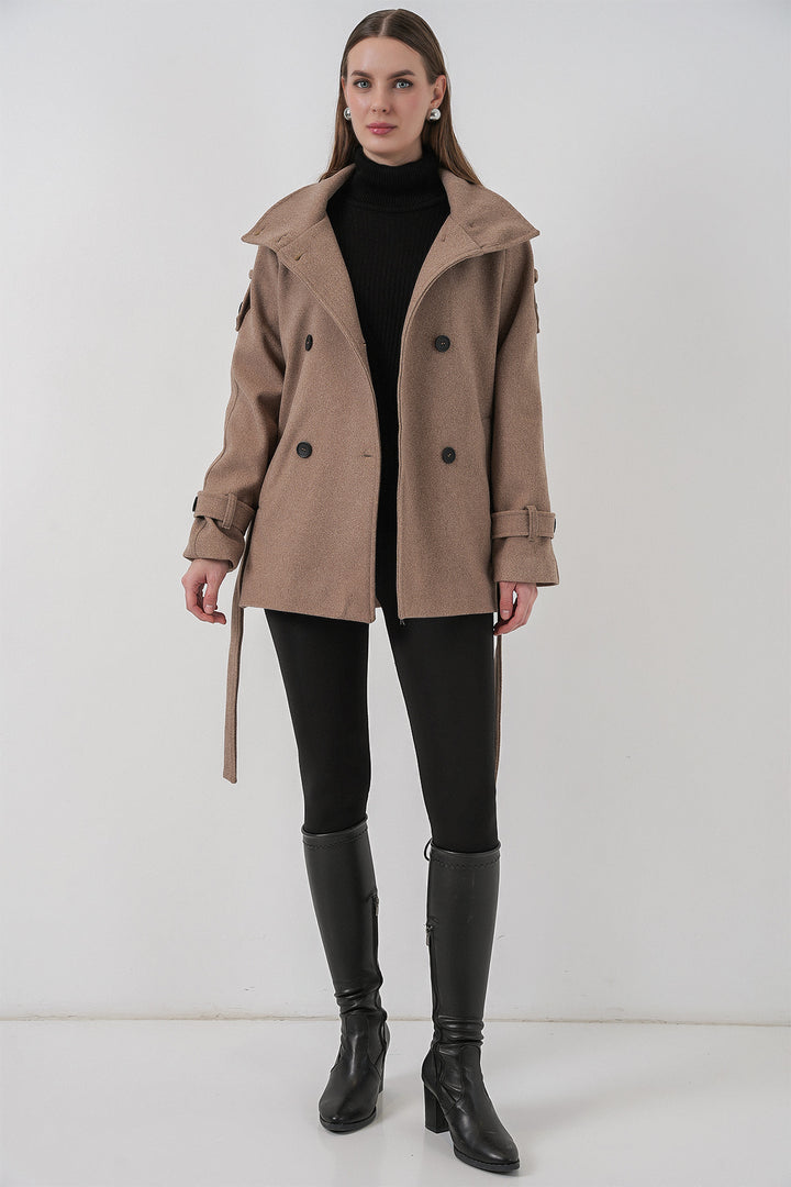 Bigdart Manteau en laine à ceinture pour femme 9162 - Pierre