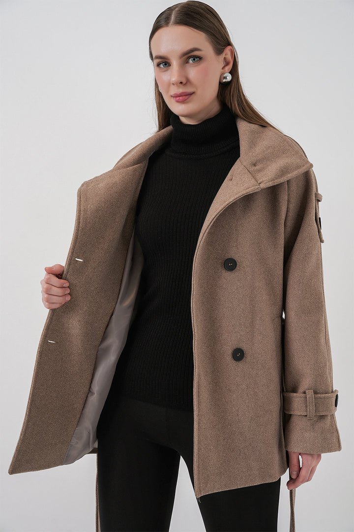 Bigdart Manteau en laine à ceinture pour femme 9162 - Pierre