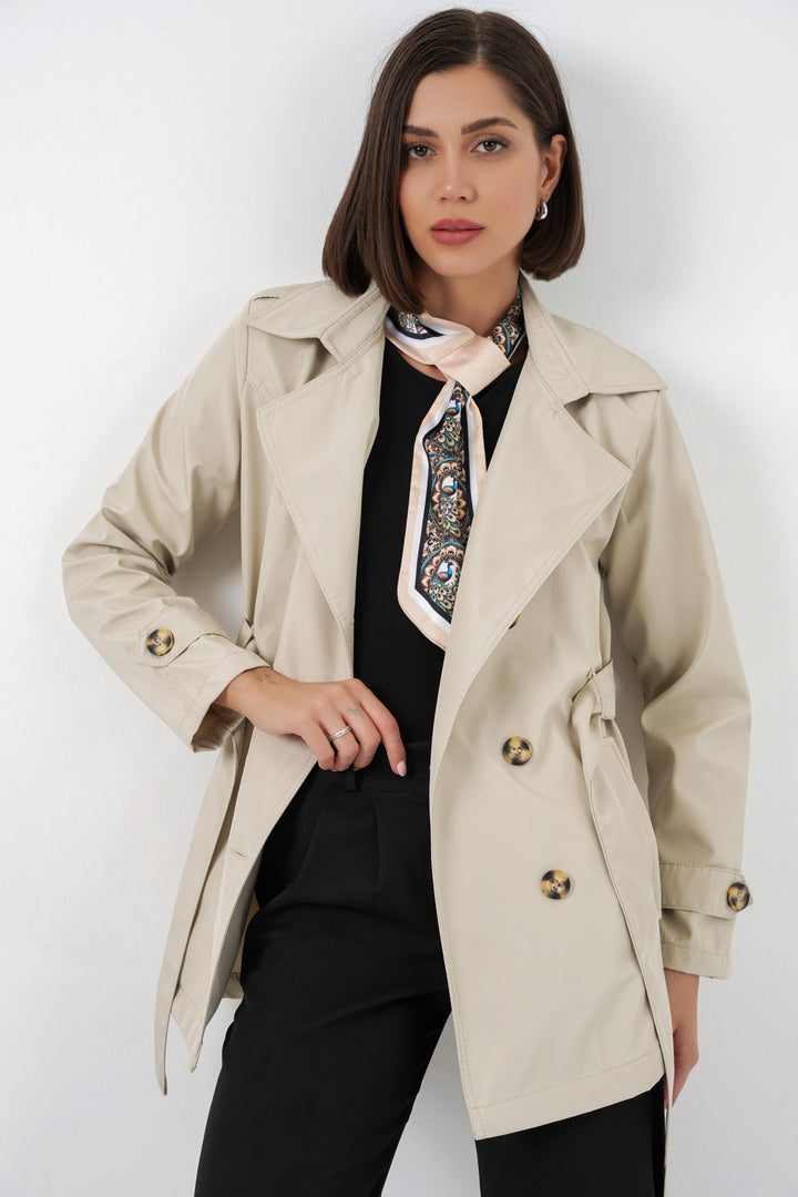 Bigdart Trench court ceinturé pour femme 5982 - Beige