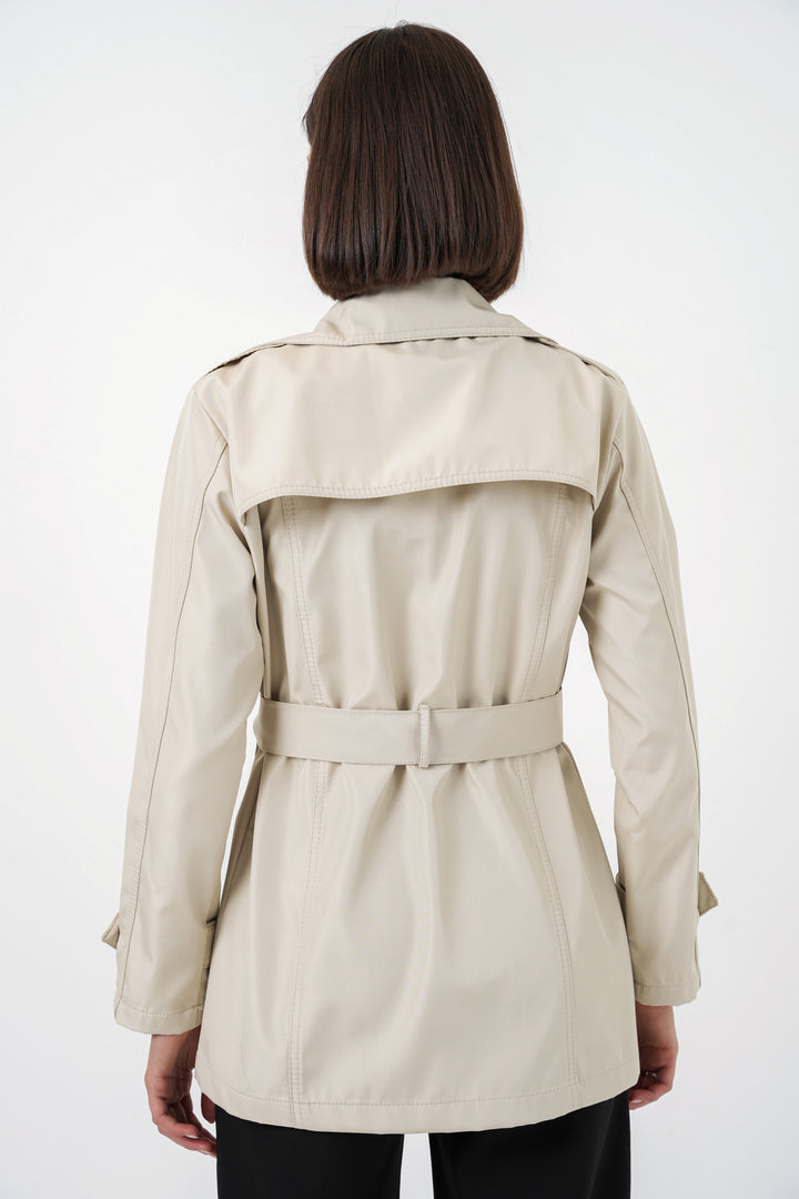 Bigdart Trench court ceinturé pour femme 5982 - Beige