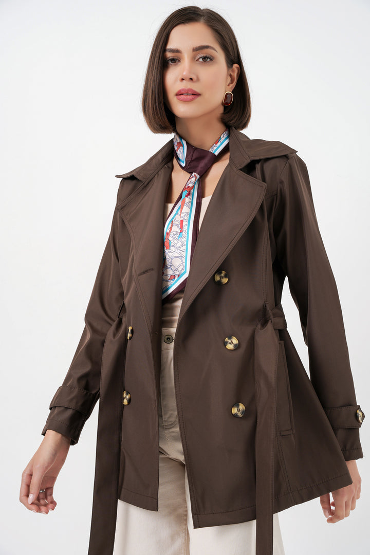 Bigdart Manteau court ceinturé femme 5982 - Marron