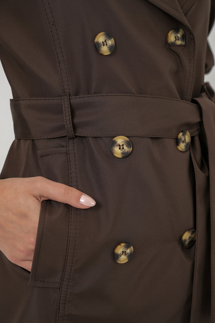 Bigdart Manteau court ceinturé femme 5982 - Marron