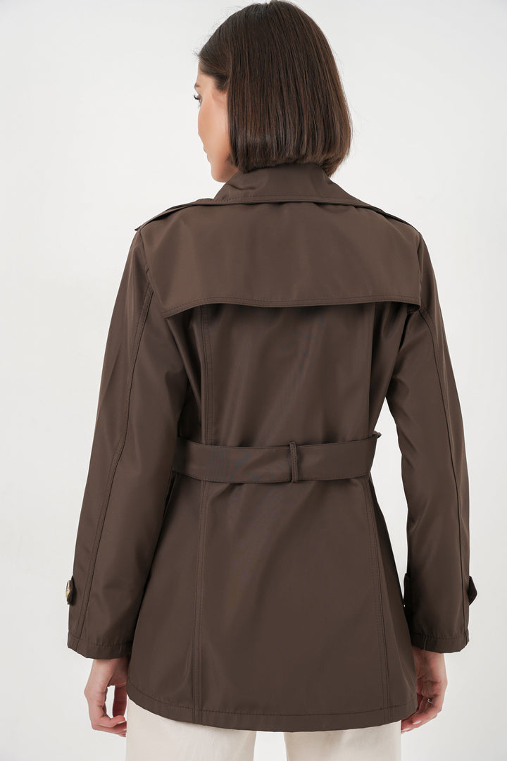 Bigdart Manteau court ceinturé femme 5982 - Marron